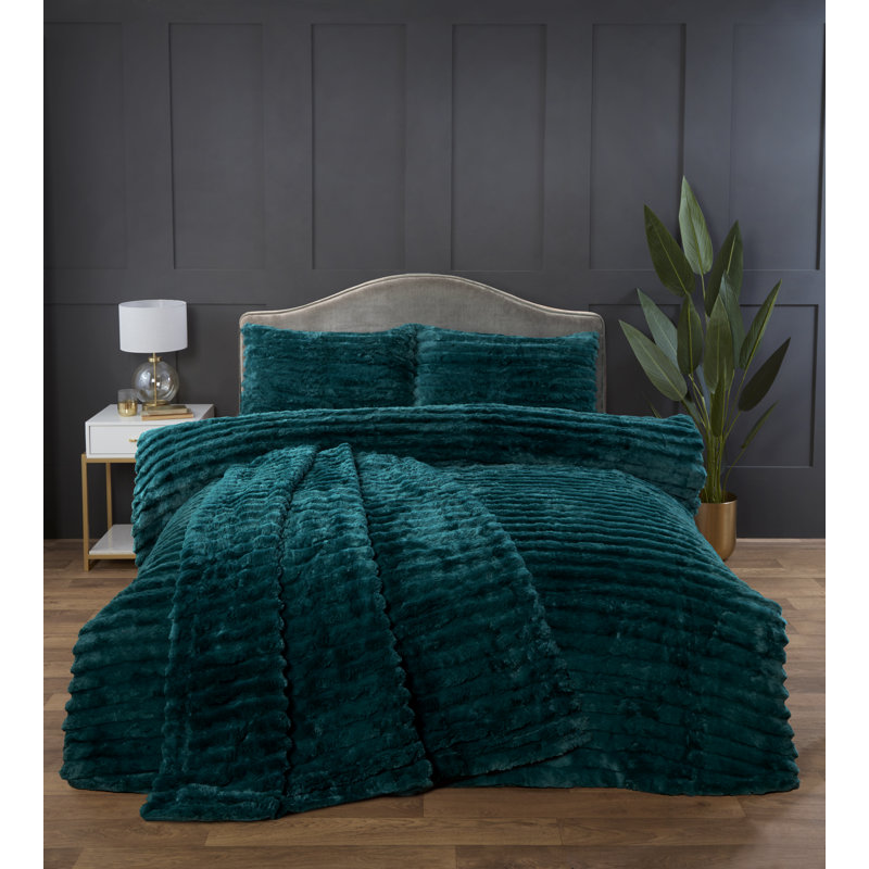 Aliyas Chunky Ribbed Duvet Set, Racing Green, King Duvet Cover Set