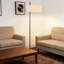 155cm Traditional Floor Lamp with Linen Shade - Stylish Black Metal Stand