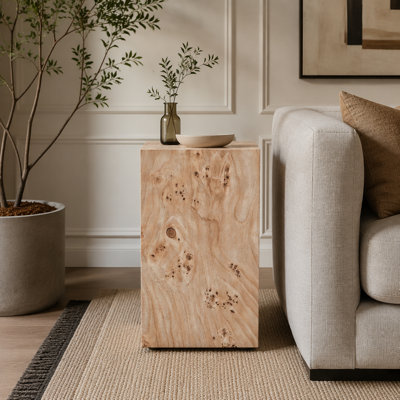 Natural-Style Wood-Grain MDF Square Coffee Table,Side Table