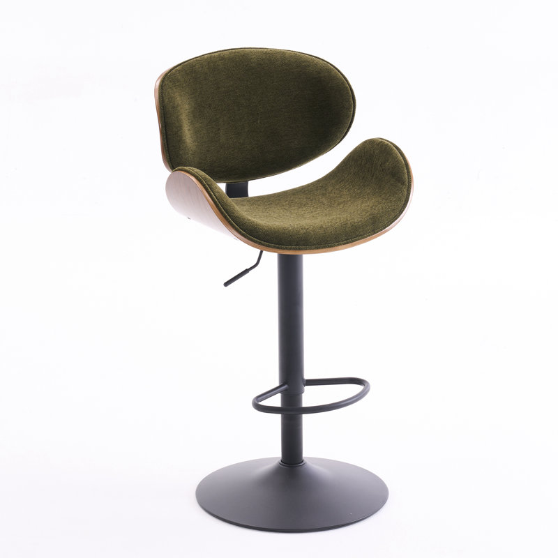 Tabouret de bar moderne pivotant de 24 po de hauteur, tabouret de bar à hauteur ajustable avec bois cintré, tabouret de bar rembourré Boucle avec structure en métal