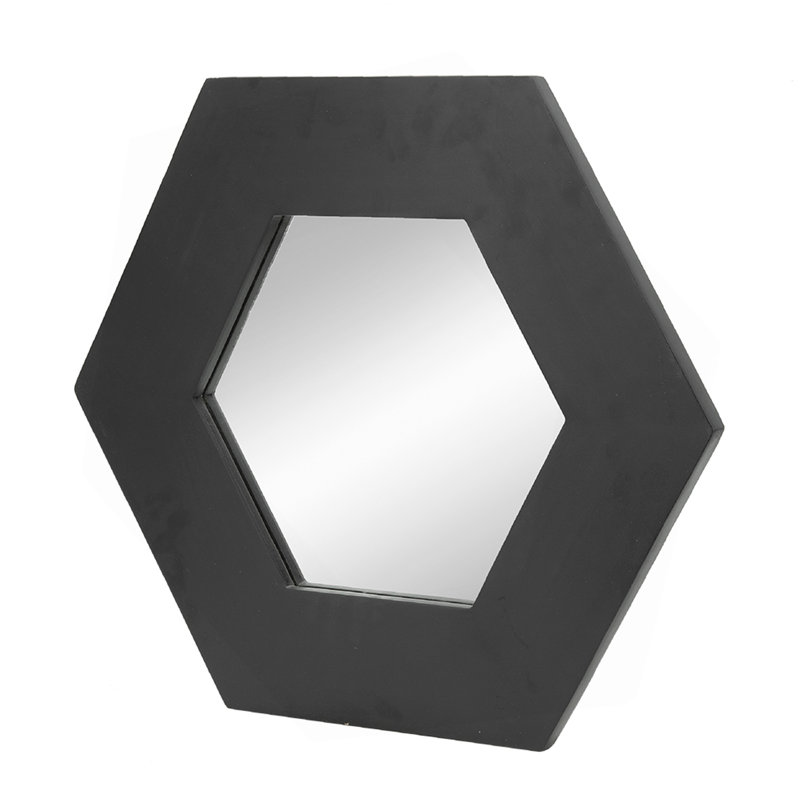 Versatile Hexagonal Mirror With Sturdy Wood Frame, Perfect For Enhancing Any Room's Decor And Functionality