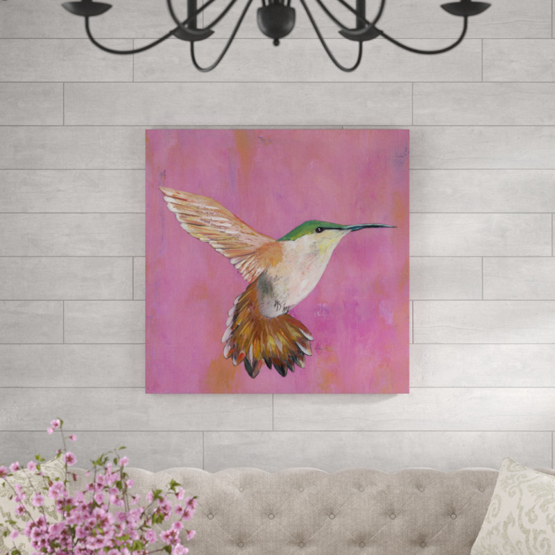 «Sweet Hummingbird I», peinture sur toile, H 36 po x l 36 po, Toile tendue
