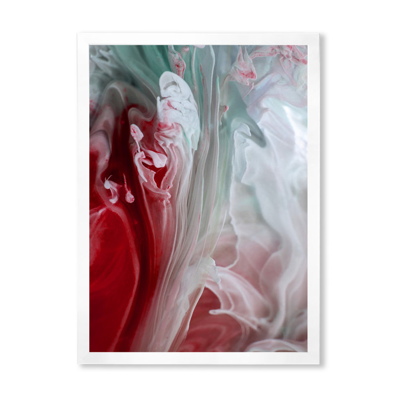Art mural liquide en rouge et vert - décoration murale moderne en toile, Cadre photo blanc, H 32 po x l 16 po x P 1 po