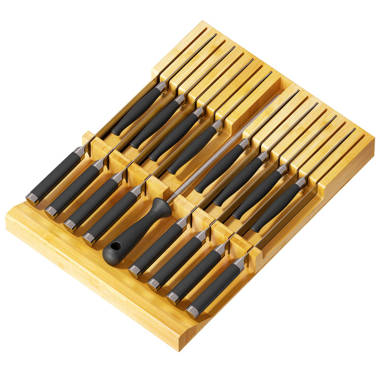 Cook N Home 11-Slot In-Drawer Bamboo Knife Storage Block Organizer