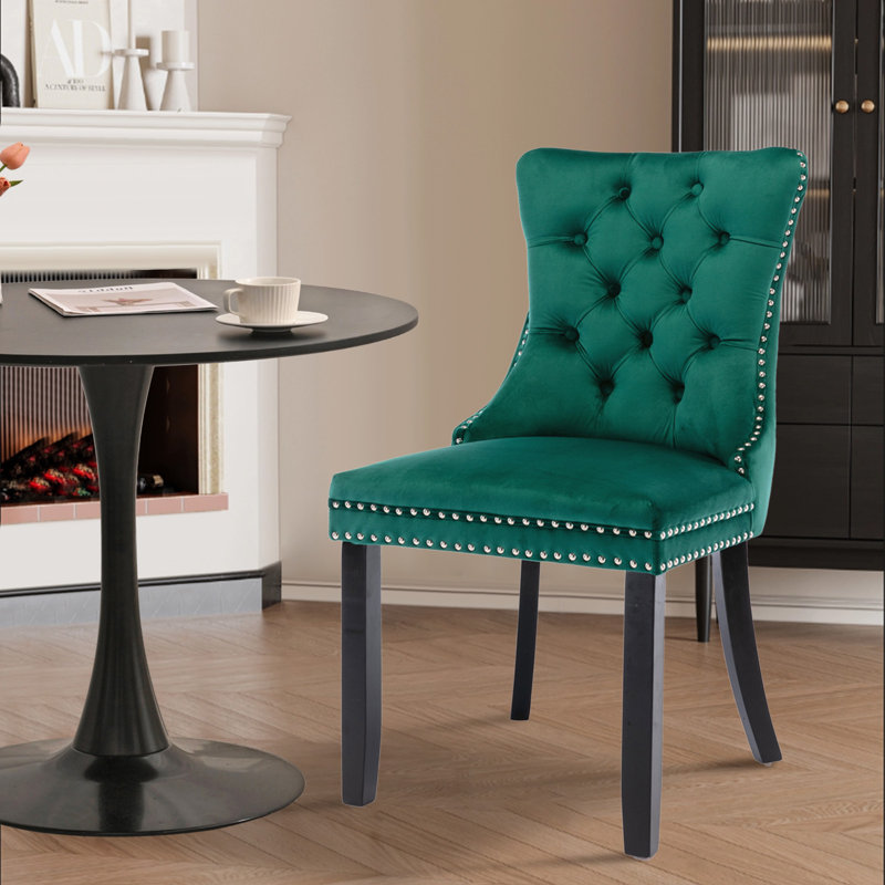 Round Dining Table Sets with 2 chairs, Black, Green/Black