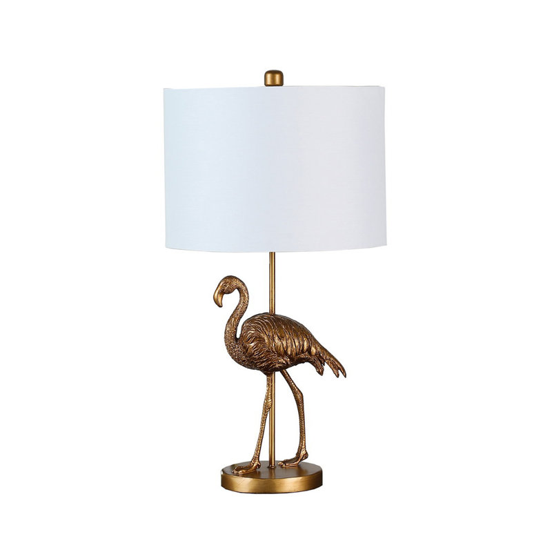 26" Matte Gold Flamingo Resin Table Lamp