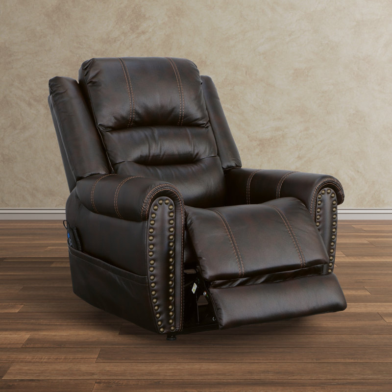 Fauteuil inclinable électrique de 38 po Guelph, Mélasse de cuir grainé brun foncé grainé