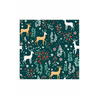 «Holiday Christmas Reindeer II», reproduction d'art moderne sans cadre