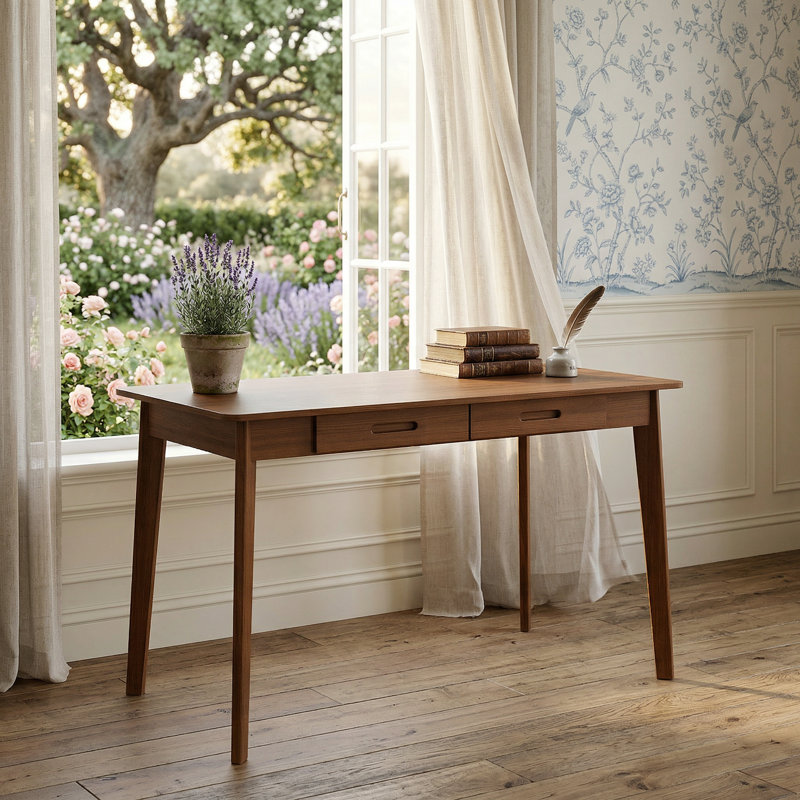 Baggio Writing Desk, Walnut, 29.5" H x 39.3" L x 21.7" W