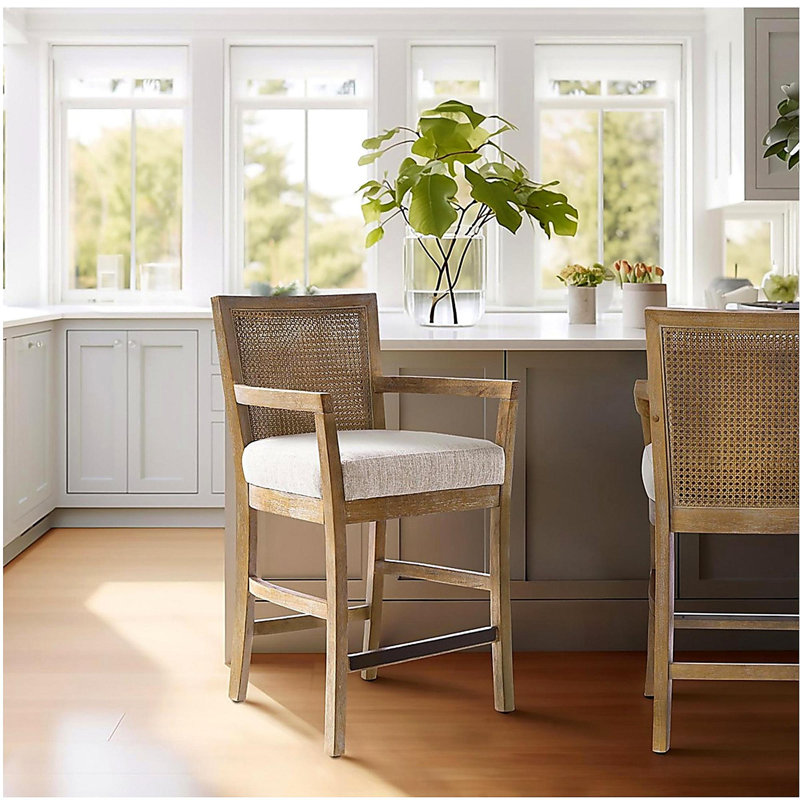 Wicker back bar stool
