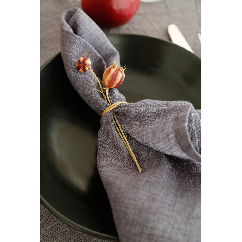 Glenn Cotton Blend Square Napkins, Charcoal