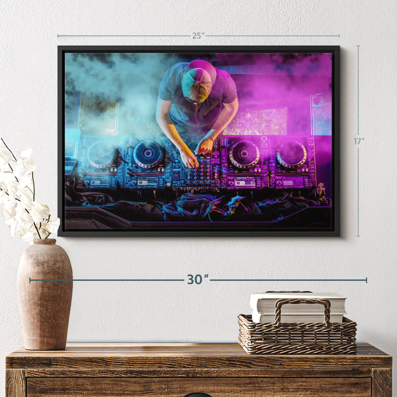 DJ At The Turntable Canvas Print, 17" H x 25" W