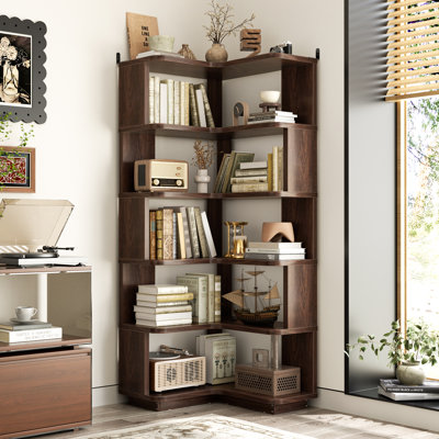 63.8"H 6-Tier L-Shaped Corner Bookshelf