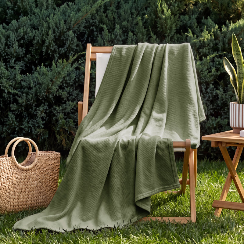 Couverture 100% coton Cozy Winter Bedure Soft Cozy, Très grand lit, Vert olive