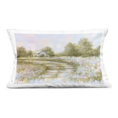 Coussin Cotswold Cottage Bungalow, imprimé par June Erica Vess