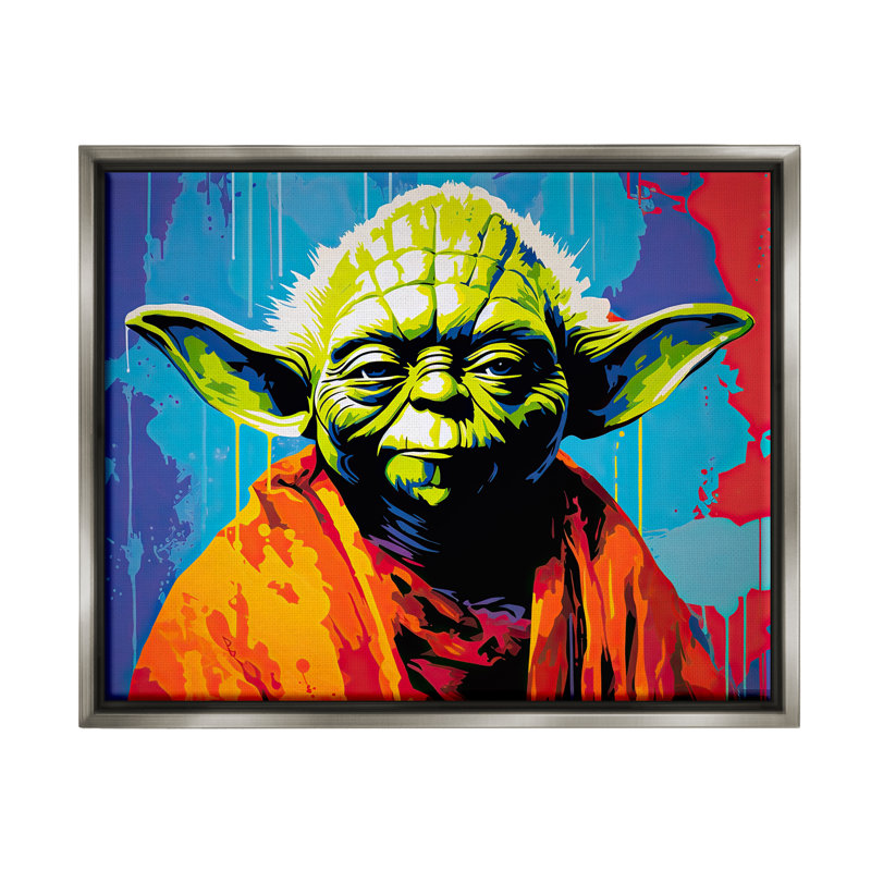 Ba-989-Floater Pop Style Sci-Fi Creature, impression sur toile par Birch & Ink, Cadre flottant gris lustré