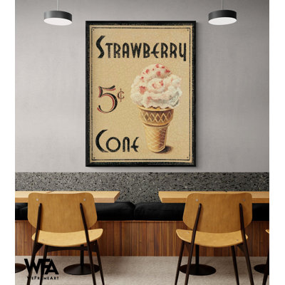«Malt Shop I» par Catherine Jones, reproduction d'affiche de cône de crème glacée, décoration murale rétro, art mural rétro de restaurant, signes de crème glacée