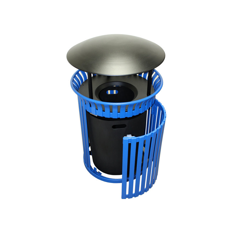 Poubelle de 25 gallons, Bleu / noir