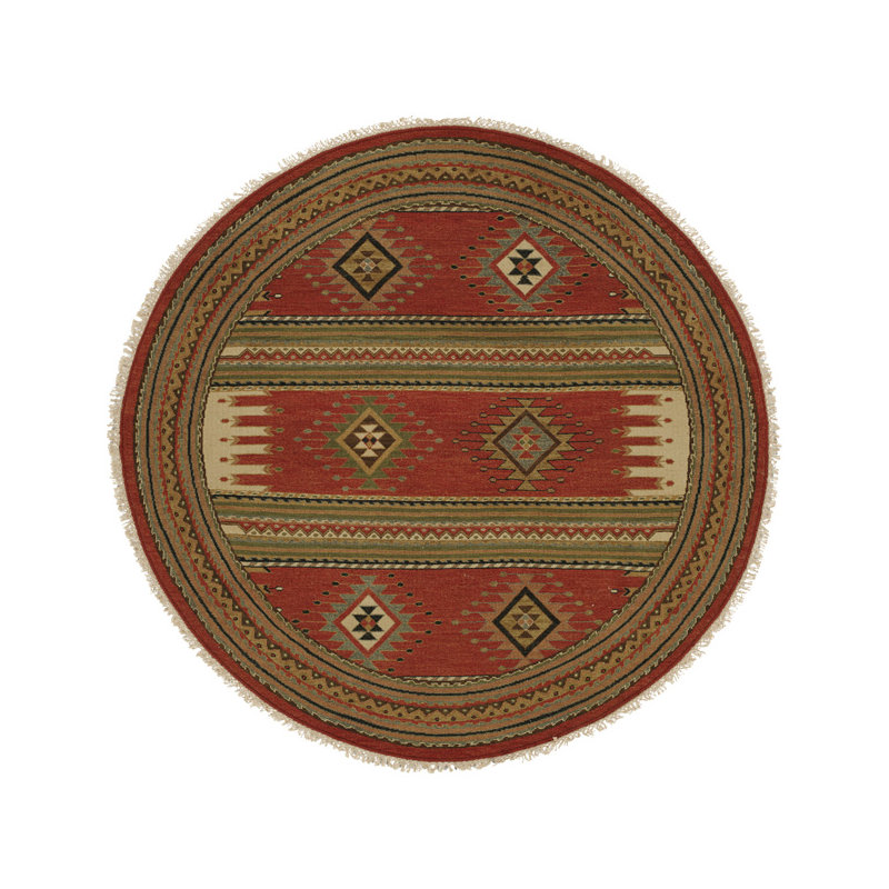Wool Area Rug in Rust/Red/Green, Runner 2'6" x 12'