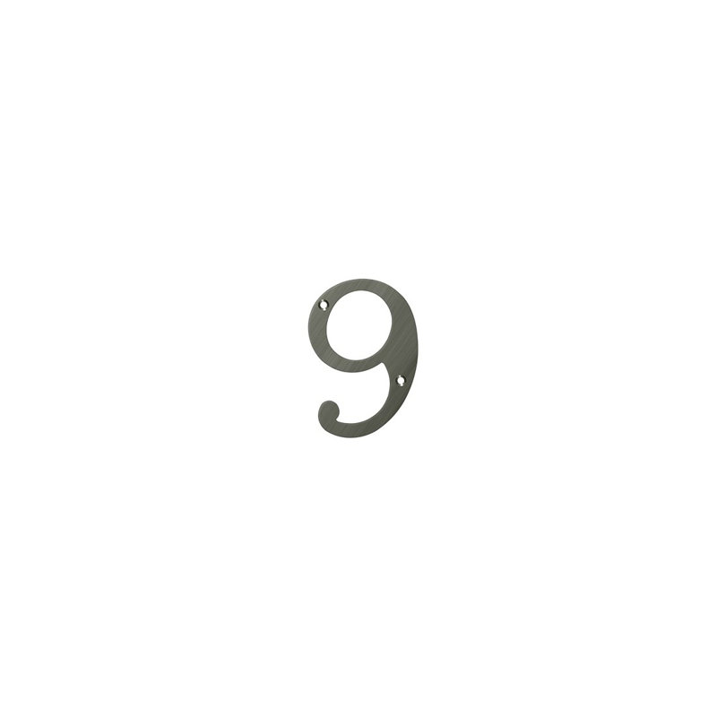 Deltana RN6-9U15A 6" Numbers, Solid Brass in Antique Nickel, Antique Nickel