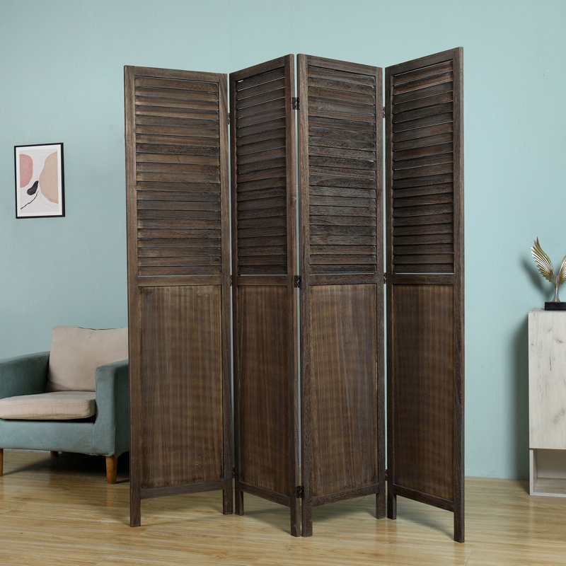 Cloison 4 panneaux Rustic Shutter, Brun antique