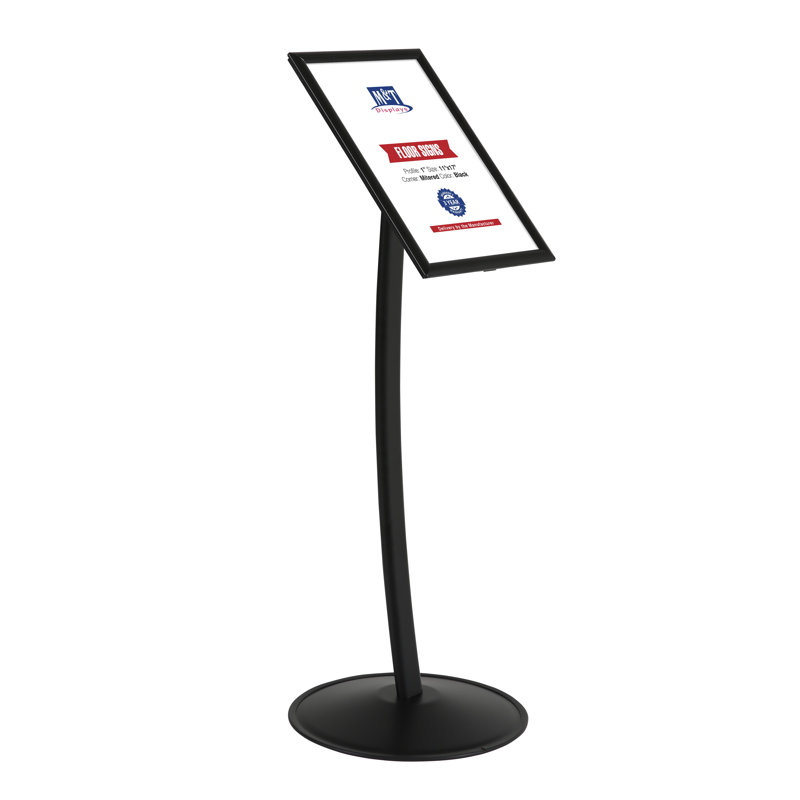 Displays Simplistic Curved Sign Holder, Black