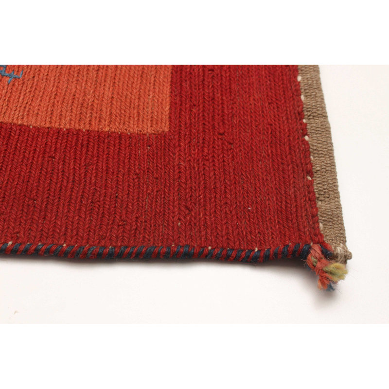 Tapisserie rouge Kashkuli kilim 6 pi 4 po x 8 pi 1 po