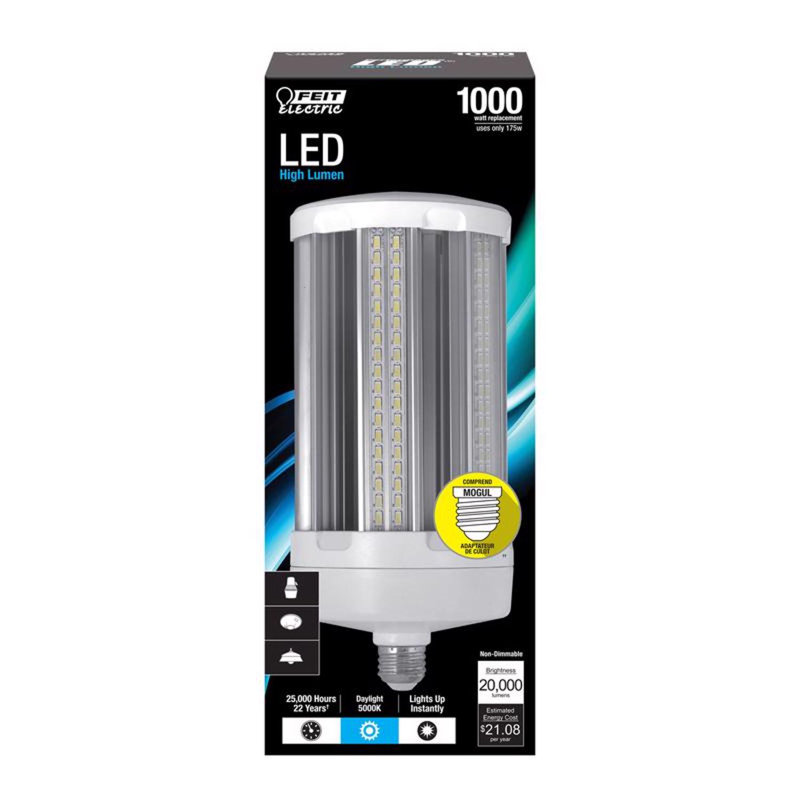 Ampoule DEL Feit E26 (moyenne) à lumière naturelle, équivalente à 1000 watts, paquet de 1, 175 W