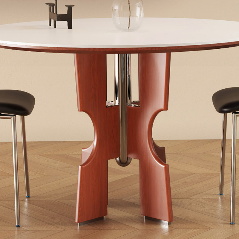 Table de salle à manger blanche et noyer, H 29,53 po x L 39,37 po x l 39,37 po