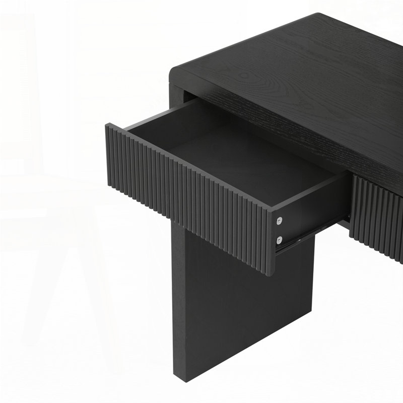 Console rustique avec 3 tiroirs cannelés, Noir