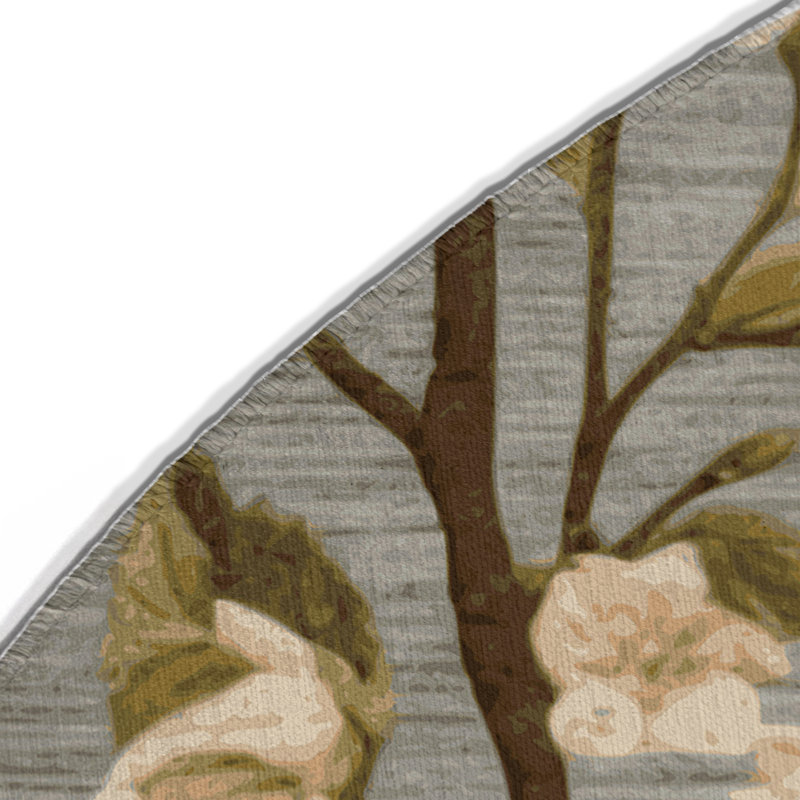 Tapis d'intérieur et d'extérieur brun Botanical, Rond 5 pi