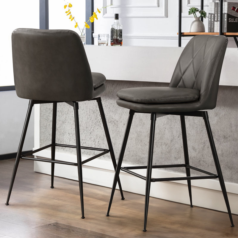 Tabourets de bar Syheem, Tabouret de comptoir (siège d'une hauteur de 25,6, Gris