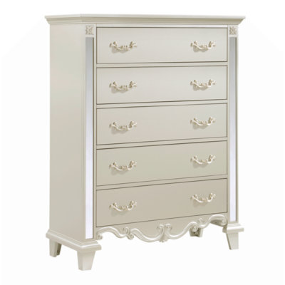 Glamorouschest Of 5 Drawers Textural Panels Traditional Luxury Bedroom Furniture 1Pc