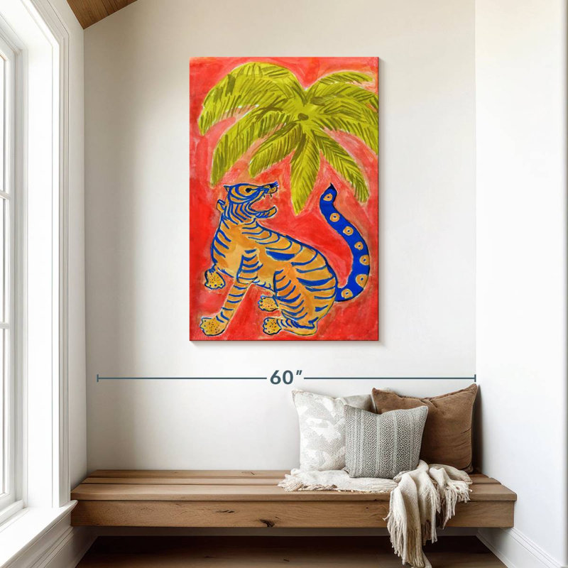 Brampt Tiger Under Palms, 45" H x 30" W