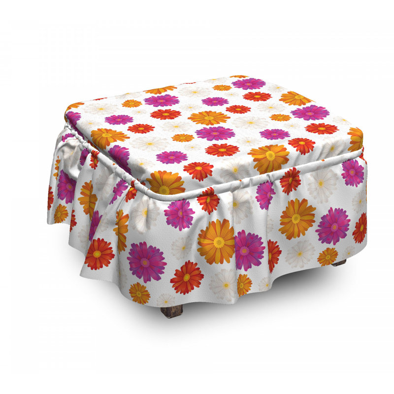 Housse pour repose-pieds à fleurs éclatantes