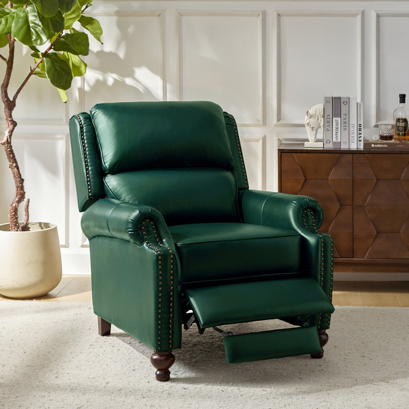 Fauteuil inclinable manuel en cuir véritable Adeesa, Cuir véritable vert