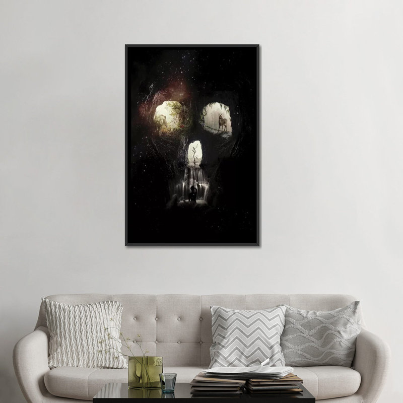 «Cave Skull» par Ali Gulec, impression sur toile tendue, H 26 po x l 18 po x P 1,5 po, Toile encadrée noire, Pas de tapis