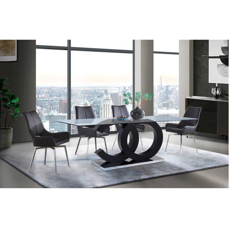 Table de salle à manger Gober + 4 chaises Belluna - Noir