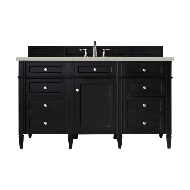 Brittany 60'' W Vanity, Carrara White, Black Onyx, 8" Widespread