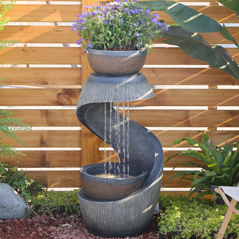 Marelin Hand Crafted Weather Resistant Floor Fountain with Light