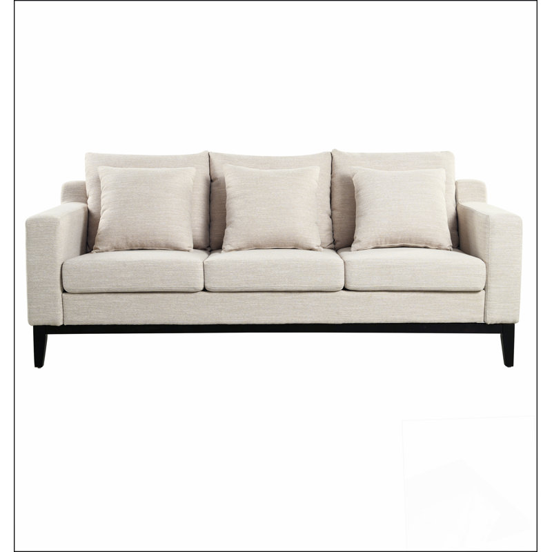Mirod Comfy 3-seat Sofa with Wooden Legs, Modern for Living Room and Study, Beige