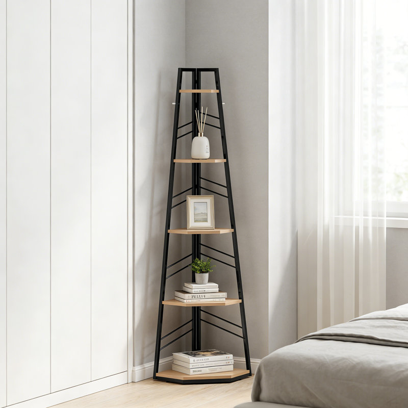 159.5 cm H x 36.5 cm W Corner Bookcase, Natural