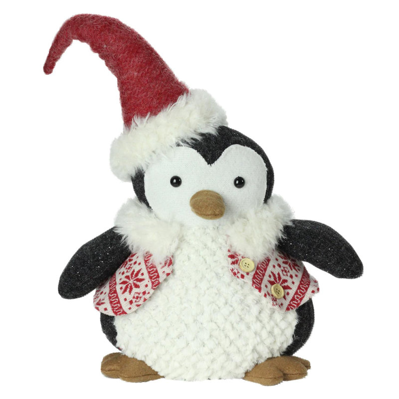 Figurine de Noël pingouin blanc et noir, H 18 po x l 14 po x P 8 po