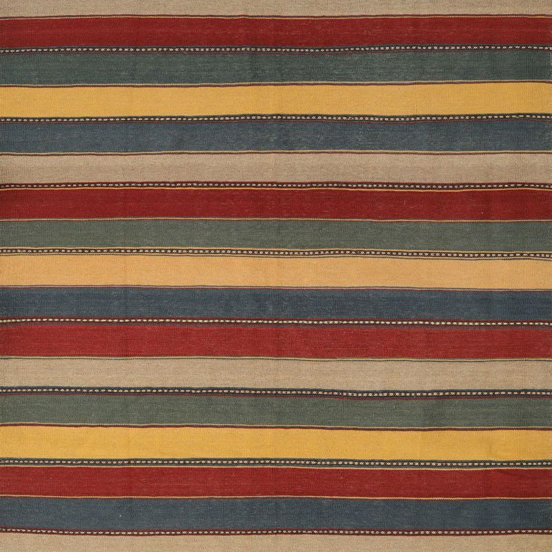 Tapis rouge/beige/bleu contemporaine Flaxville, Carré 6 pi x 6 pi