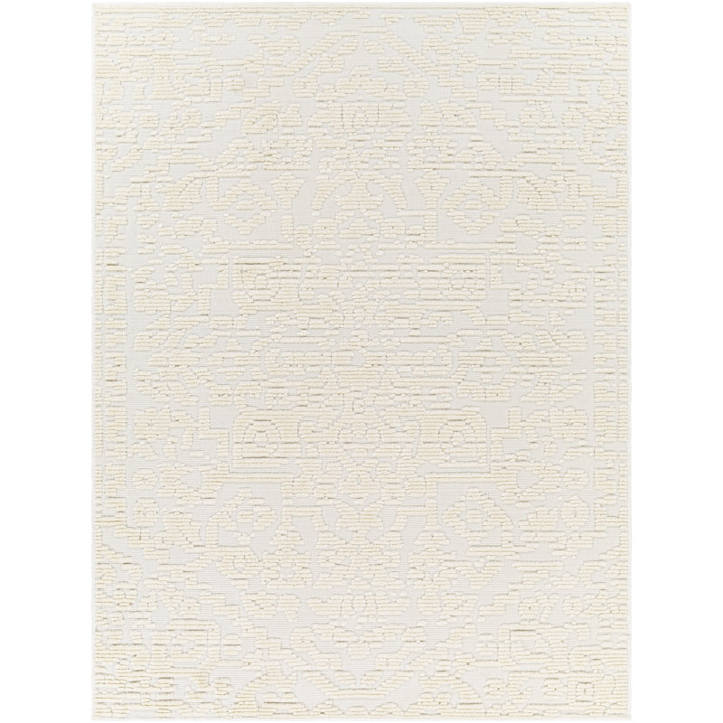 Tapis ivoire tissé à la machine Derek-Cooper, Rectangle 2 pi x 2 pi 10 po