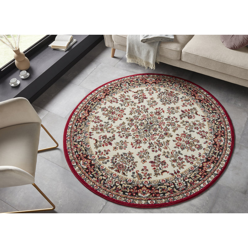 Zabul Tufted Red/Beige/Pink Rug, Round 140cm