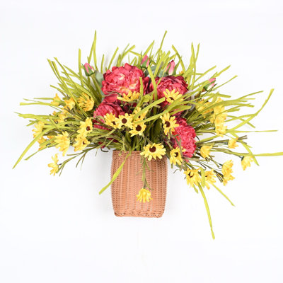 Arrangement floral de marguerite artificielle pour porte d'entrée murale