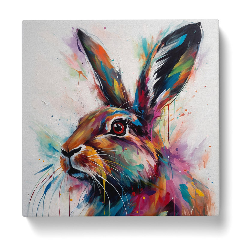 Hare Abstract Art No.5 - Wrapped Canvas, 50cm H x 50cm W x 3cm D