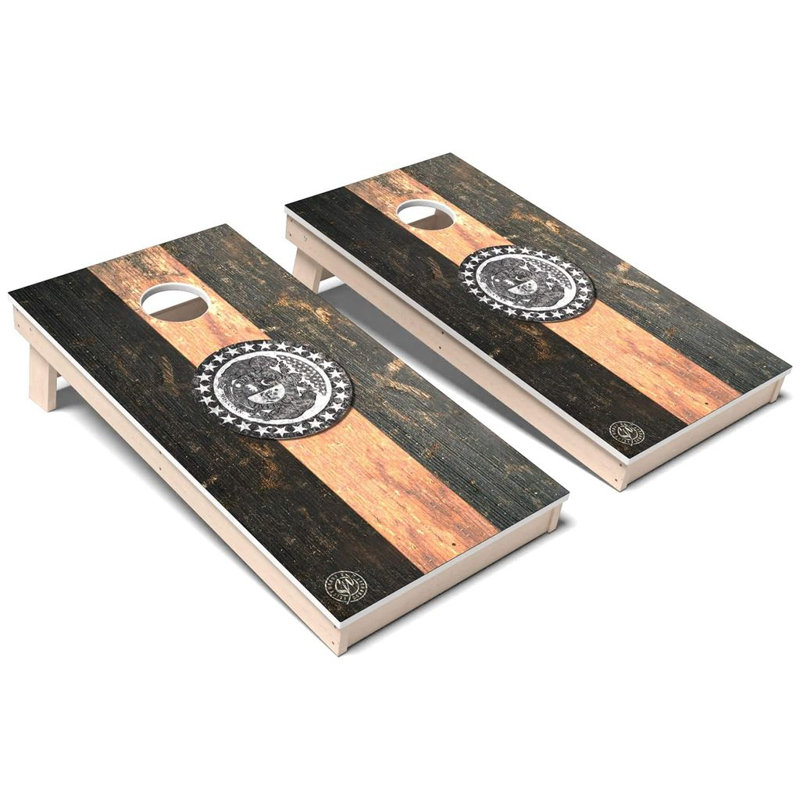 Missouri State Flag Vintage All-Weather Composite Cornhole Board Set, Add Case & Lights