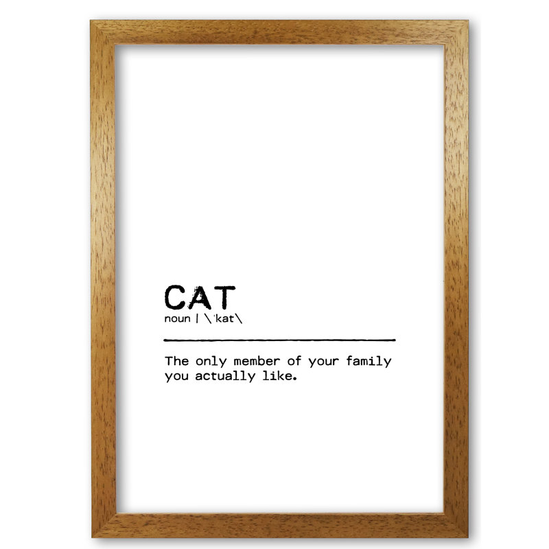 Cat Family - Print, Honey Oak Frame, 85 cm H x 60 cm W x 5 cm D